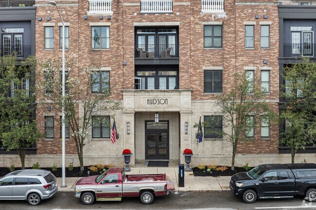 Some condos have secure entrances with colorful floral decorations in Cole-Noble.