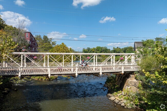 The white bridge over the South Branch Raritan River is a Clinton landmark.