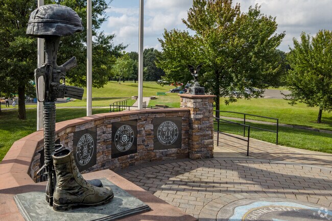 Statues honoring veterans at Gloucester Township Veterans Memorial located in the Community Park