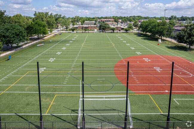 Herrick Middle School offers a well-kept football and soccer field.