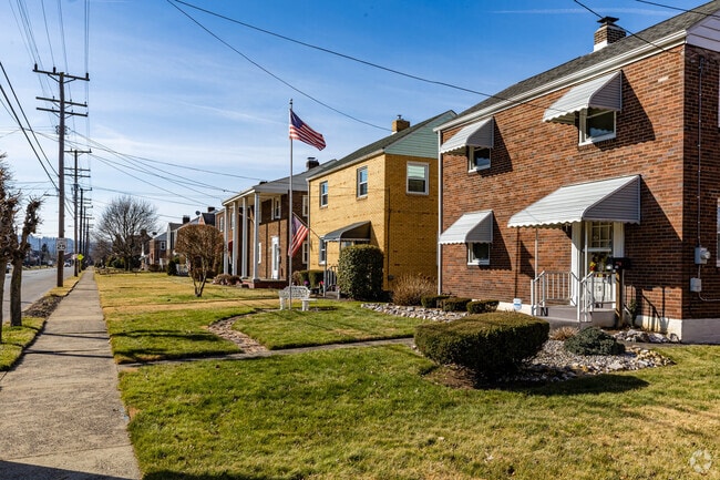 The Glassport neighborhood offers many different styles of homes with yards.