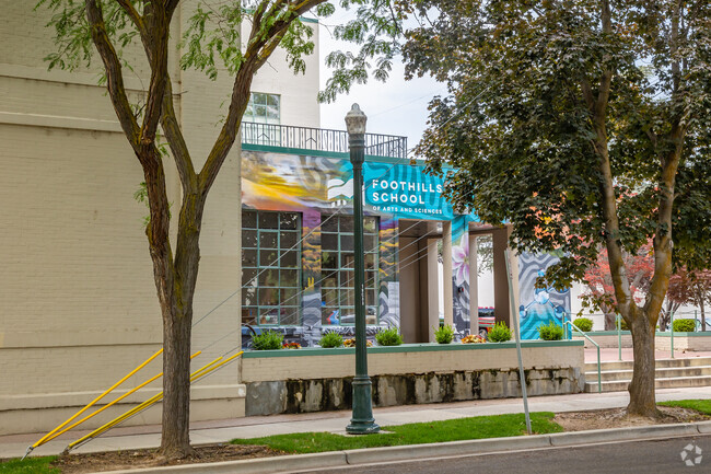 Enjoy the new colorful murals at Foothills School of Art and Science in Boise.