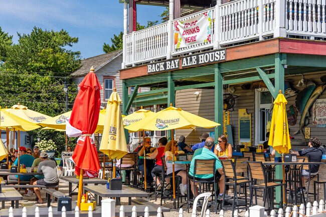 Back Bay Ale House near Westside has a beautiful outdoor dining area and bar for summer days.