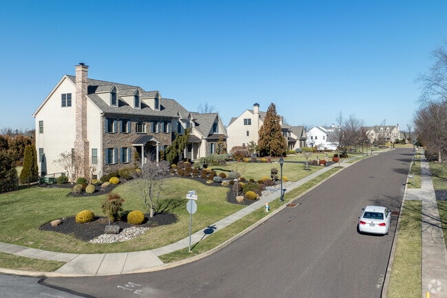Large, three story colonial homes can sometimes be found in Maple Glen.