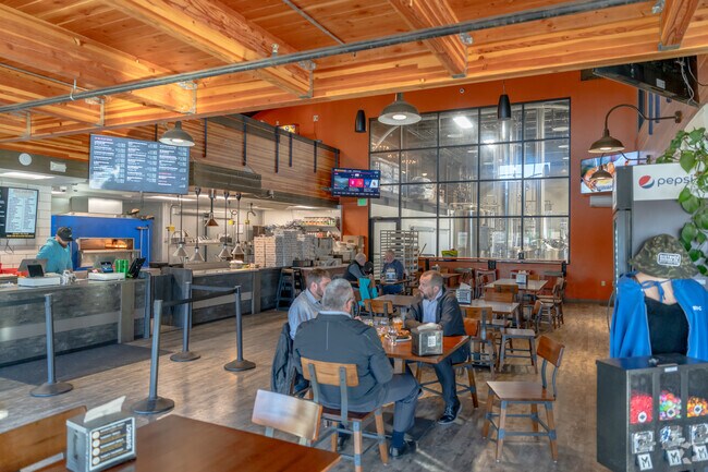 Grab a pint and split a pizza with some friends at District Brewing in Mount Vernon.