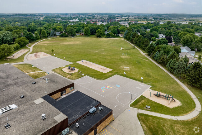 An aerial of the playground and field of Northside Elementary School in Middleton.