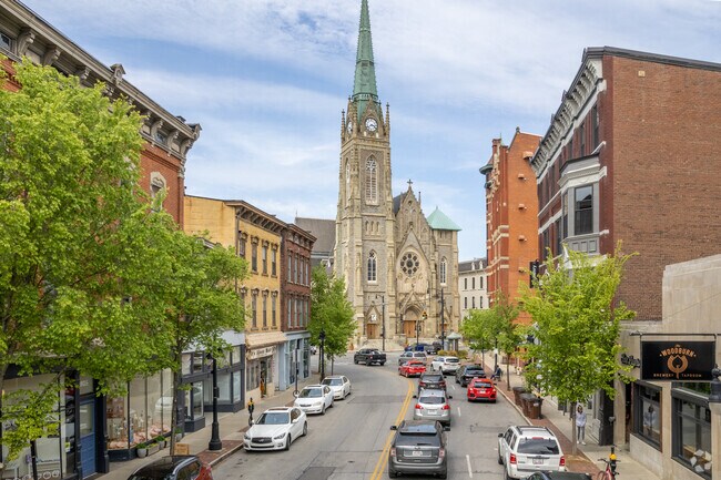 The 19th-century Gothic Revival church, St. Francis de Sales, stands tall in East Walnut Hills.