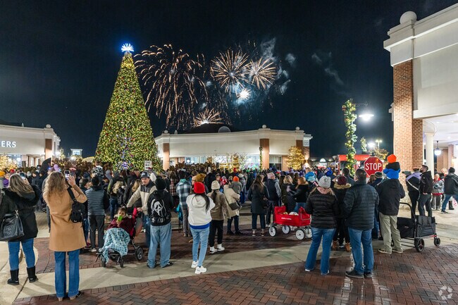 The community enjoys the show at Santa’s Arrival and Fireworks event at Deer Park Town Center.