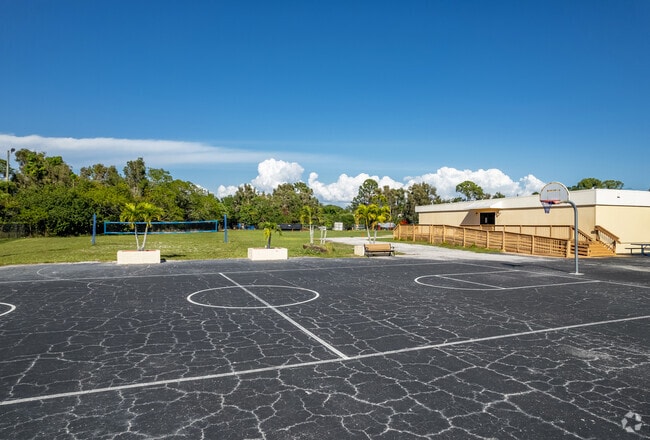 Students can play basketball on the courts outside of Woodlawn community academy.