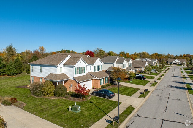A line of cottage inspired new build homes on Barberry Dr in Avon.
