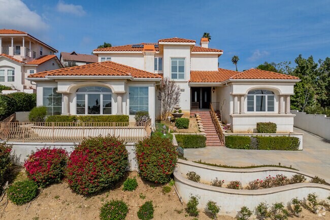 Spanish style homes are popular in in the neighborhood of Rancho Cucamonga.