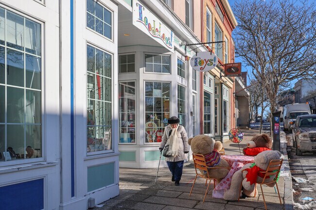 You can find residents greeting the bears that sit outside Toodeloos Toy shop in Gloucester.