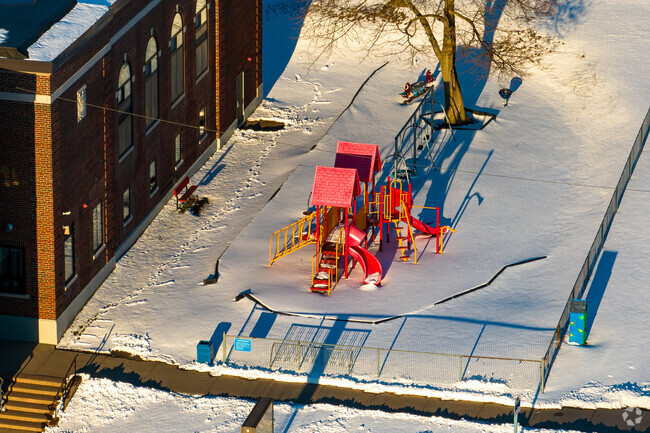 Fitzhugh Park Elementary School in Oswego has a small playground for the kids.