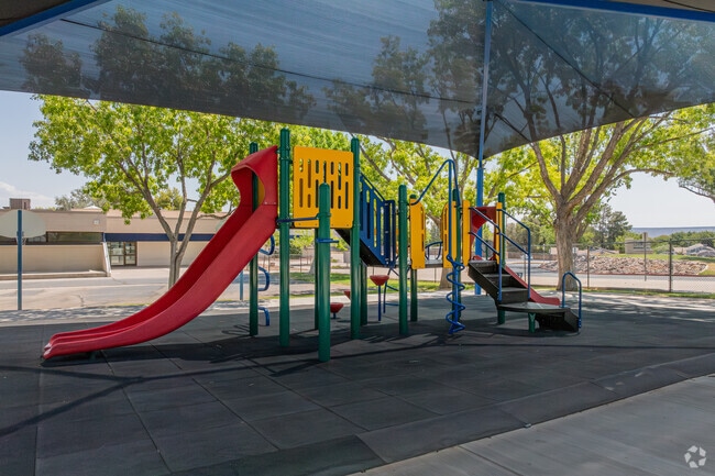 Students can make use of covered playgrounds at Santa Clara Elementary School.