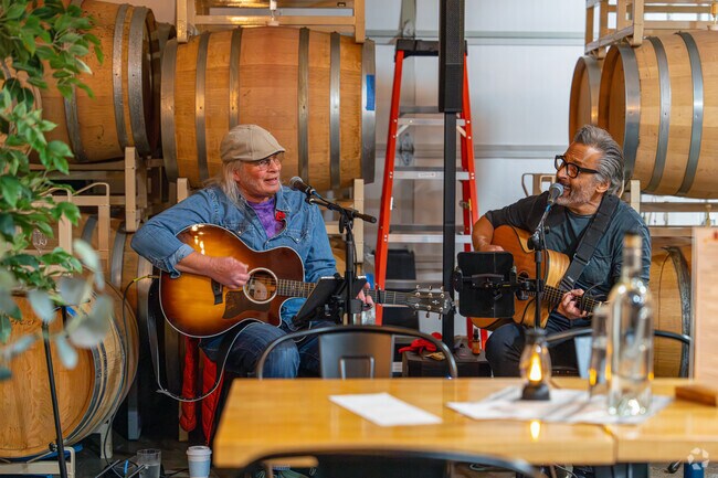 Sip local vintages and be serenaded by local musicians at Resolu Cellars in the Arts District.