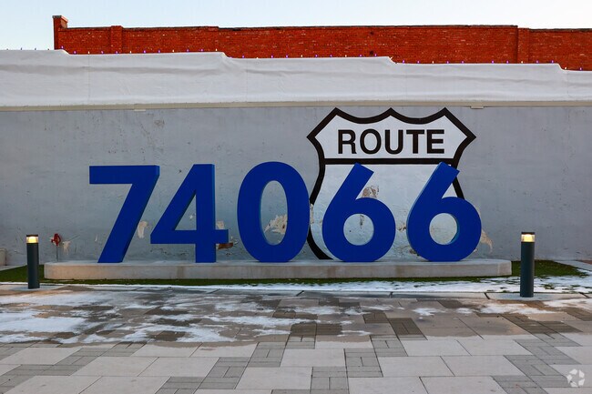 Sapulpa proudly integrates their zip code into the Route 66 sign.