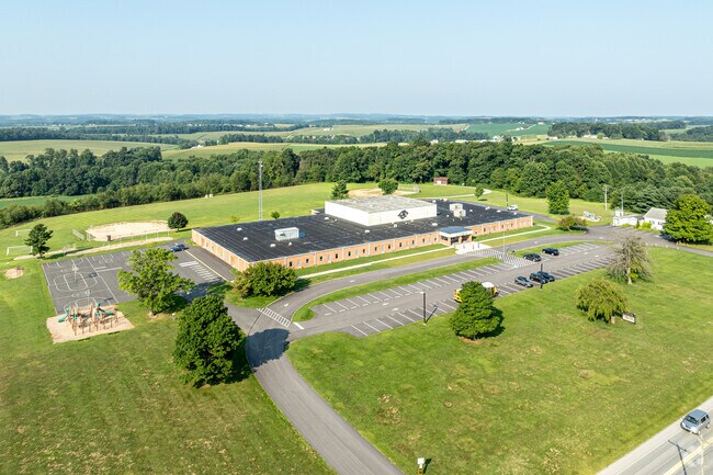 Clearview Elementary School is surrounded by farmland in its rural community.