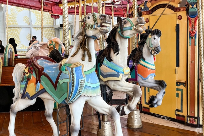 The Willow Grove Park Mall carousel celebrates the neighborhood’s amusement‑park past.