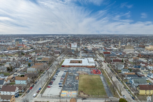 An aerial view of Allen-Field School.