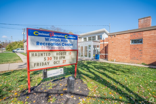 The Winton Hills Recreation Center has a roller skating rink, gym, and outdoor ball fields in Winton.