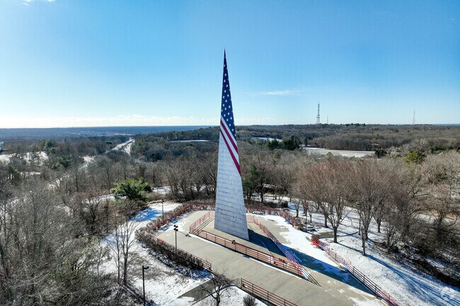 The Vietnam Memorial has a giant American flag painted on it in Coram.