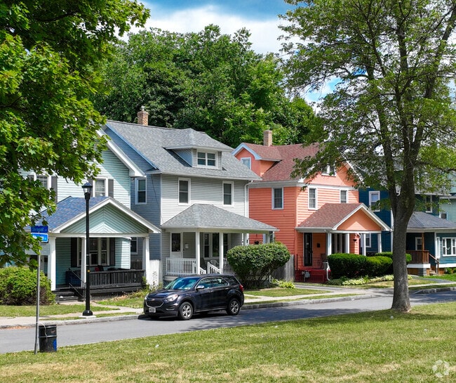 Many homeowners in the 19th Ward neighborhood paint their homes in vibrant colors.