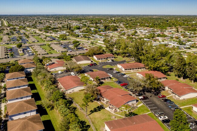 A view from above of the many housing options in the Pine Air neighborhood of Palm Springs, FL.