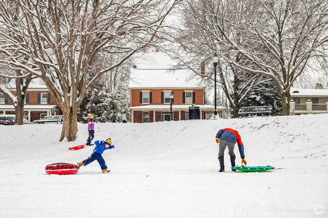 Residents of all ages head to Baker Park in the winter to enjoy sledding and other snow day activities.