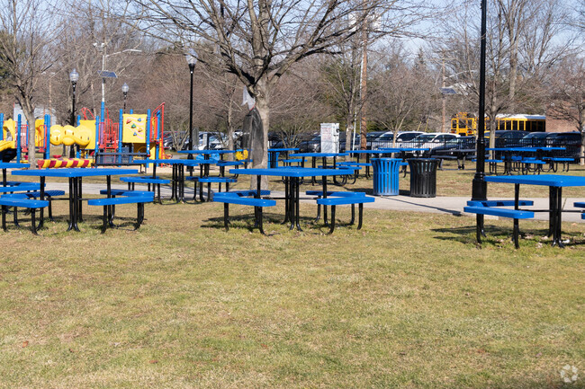 There is a picnic area behind Highland Park High School for use in nice weather.