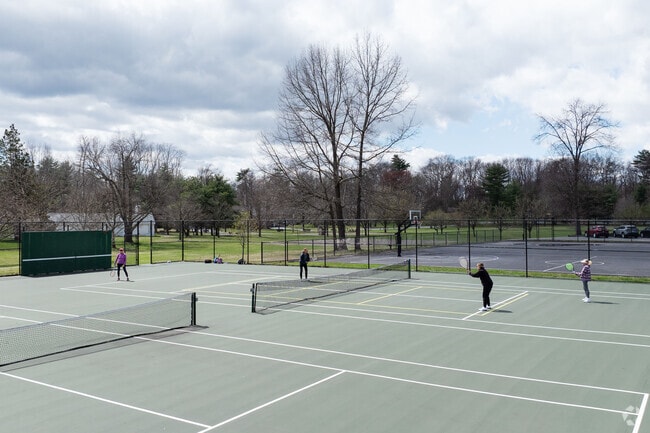 A group of friends enjoy some paddle ball in Clifton Park.
