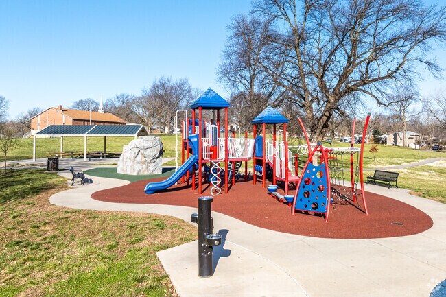 Kids can enjoy running up a big hill to get to the playground at Gracemor Park.
