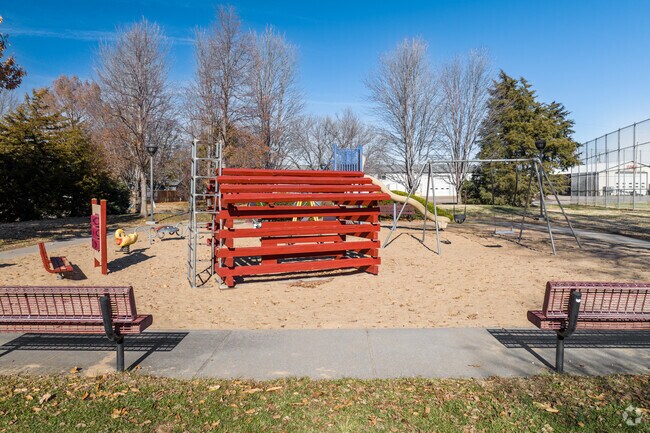 A few of the homes in Hesston surround small parks.