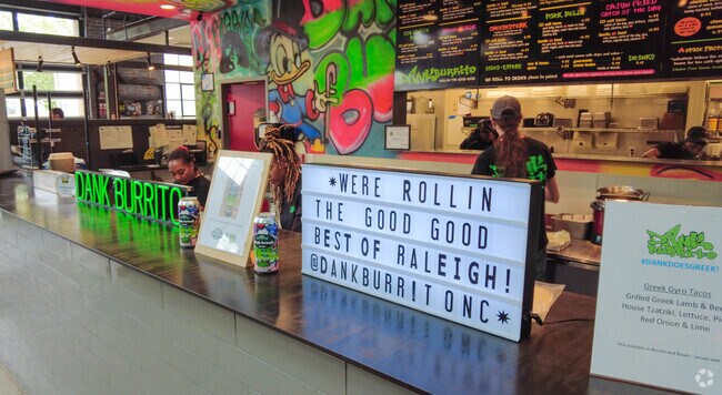 Burgers, burritos, sushi and empanadas can all be found at Transfer Co. Food Hall in Olde East Raleigh.