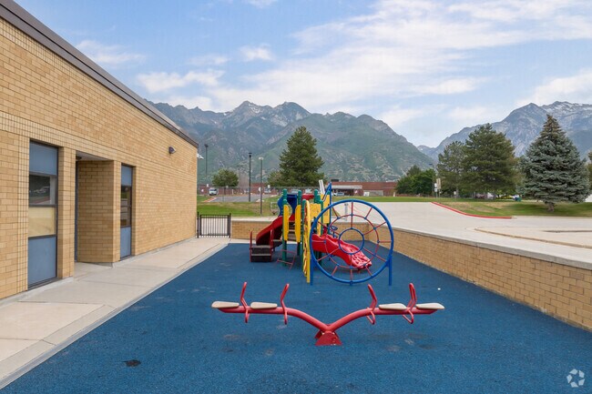 A playground at Quail Hollow Elementary School with spectacular mountain views.