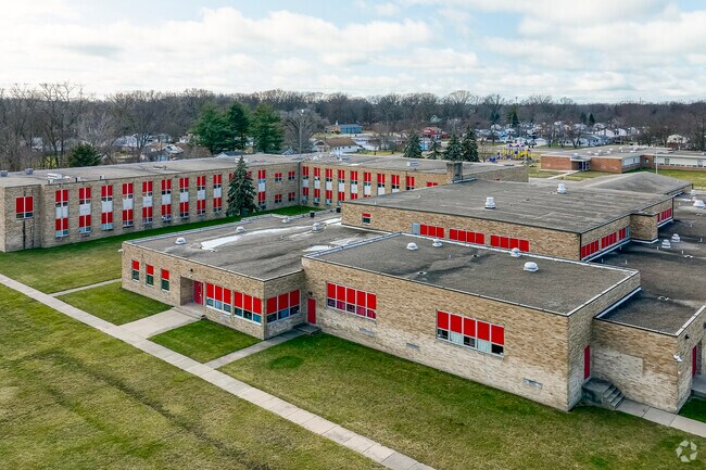 Rear entrance at Robert J. West Middle School.