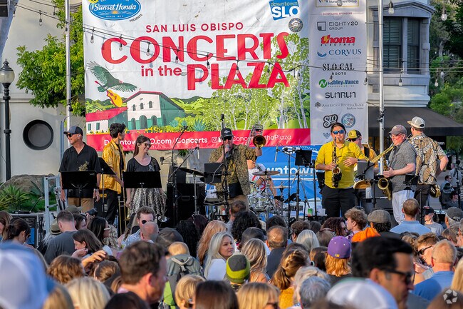 Concerts in the Plaza is an annual event held every Friday evening for 12 weeks in downtown SLO.