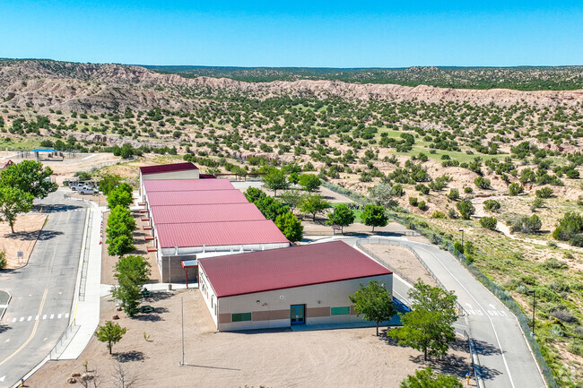 Pojoaque Intermediate School and its high desert setting.