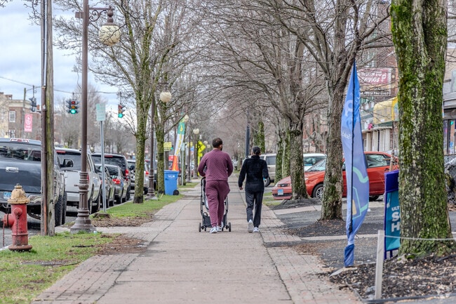 People love to walk and enjoy nature on the streets of Hartford, CT.