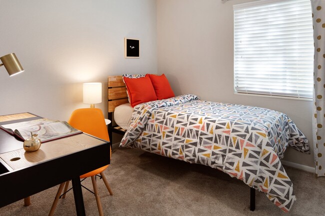 Clover Creek Apartments Model Bedroom and Desk