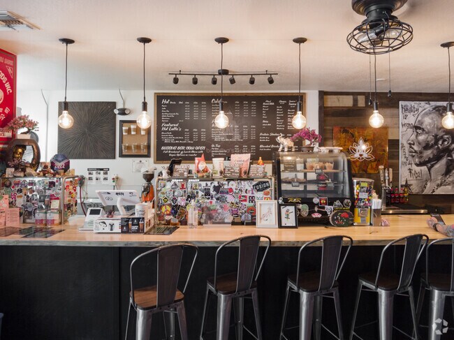 Get a fresh cup of coffee at Buddha's Brew in the Temple neighborhood.