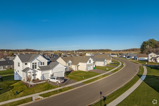 Sidewalk lined streets can be found in developments throughout Kinnickinnic.