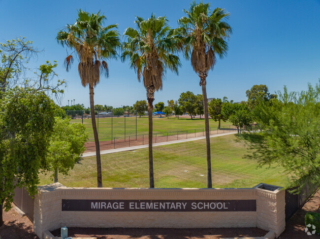 Palm trees can be found on the campus of Mirage Elementary School.