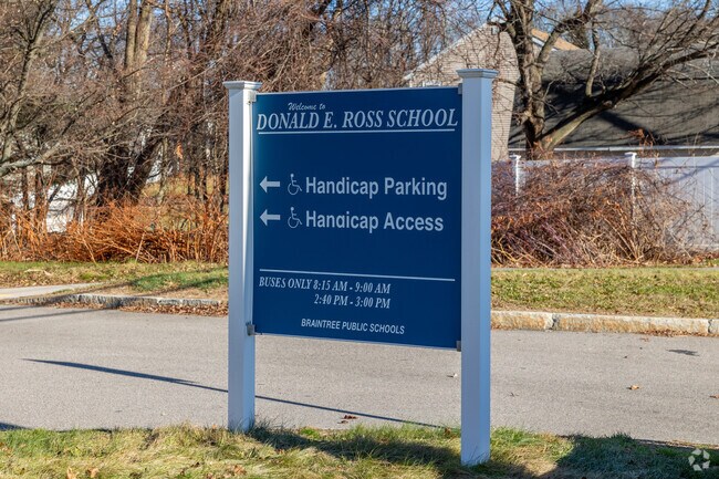 A beautiful sign greets you as enter Donald Ross Elementary School in Braintree.