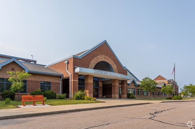 Dedham Middle School serves students in grades 6-8 in the East Dedham neighborhood.