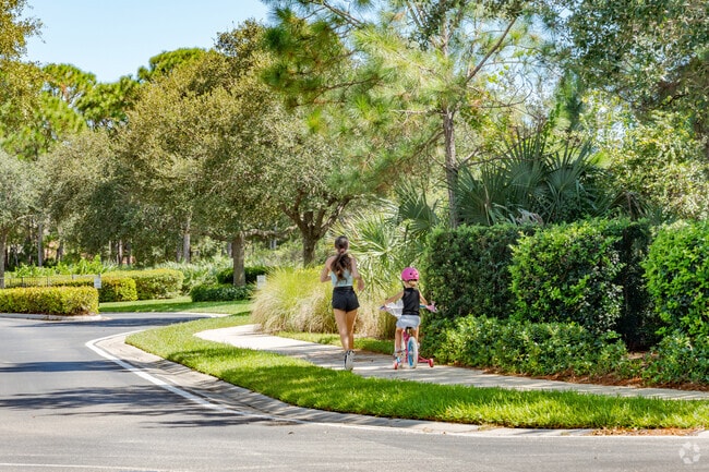 Residents often take in the sights while exercising along the paved sidewalks.