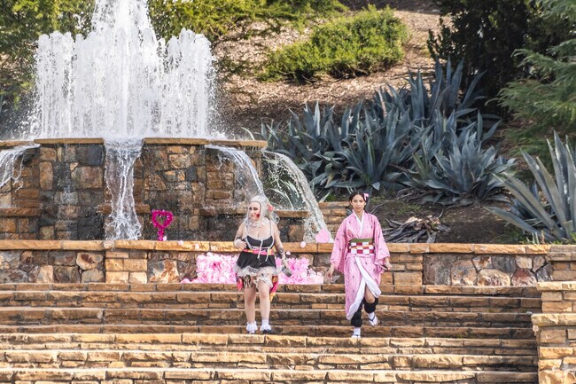 The large fountain and steps at Hillcrest Park attract all kinds of gatherings.