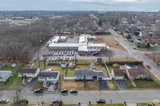 Left side of James Tansey Elementary School in Fall River, Massachusetts.