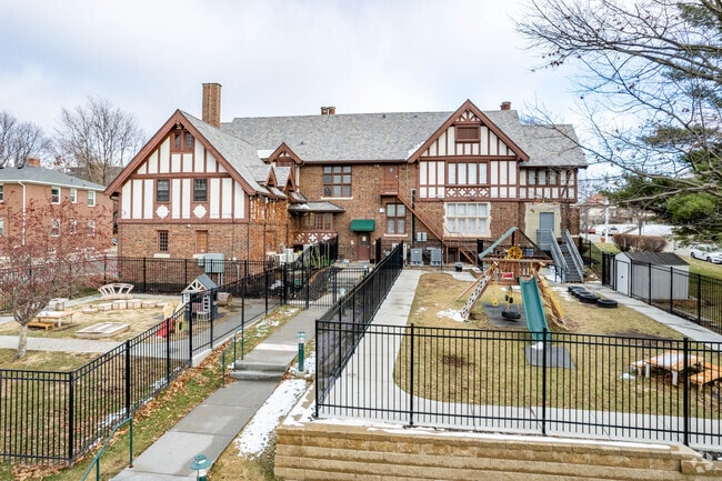 Midtown Montessori has a fenced in play area in the back.