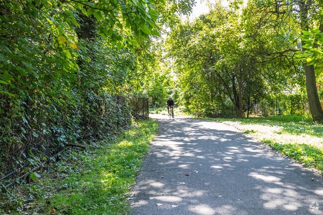 Pugsley Creek Park features paths for running and cycling.