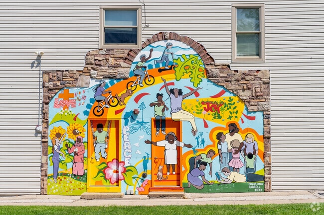 You can find wall murals all through out